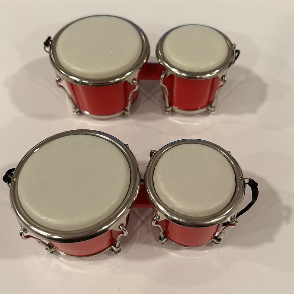 Bongo Drum Hanging Ornaments set of two miniatures